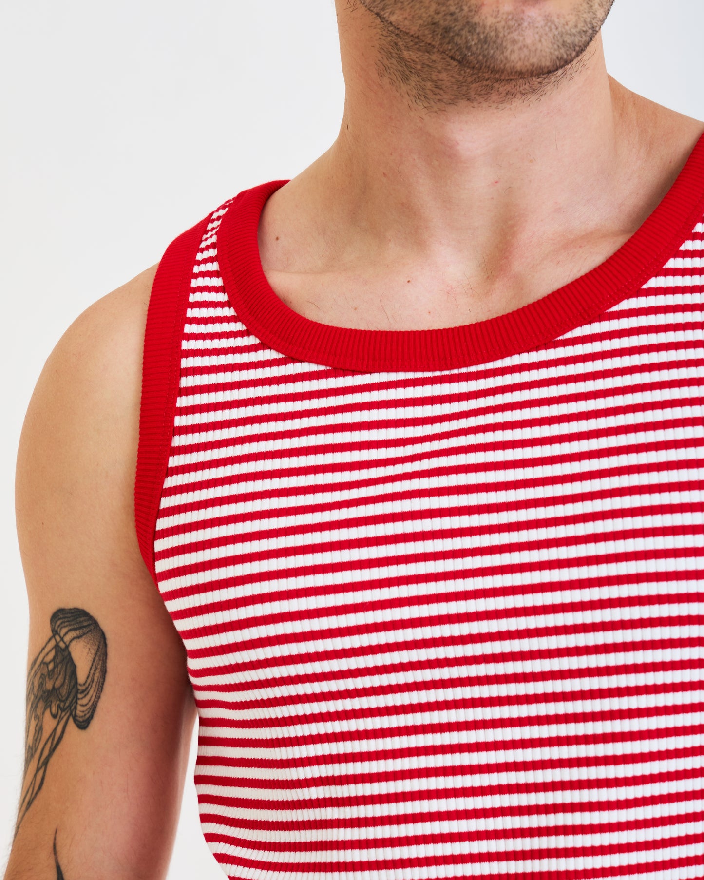 Vintage Unisex Tank Top – Retro White/Red Stripped Tank - Artree Design