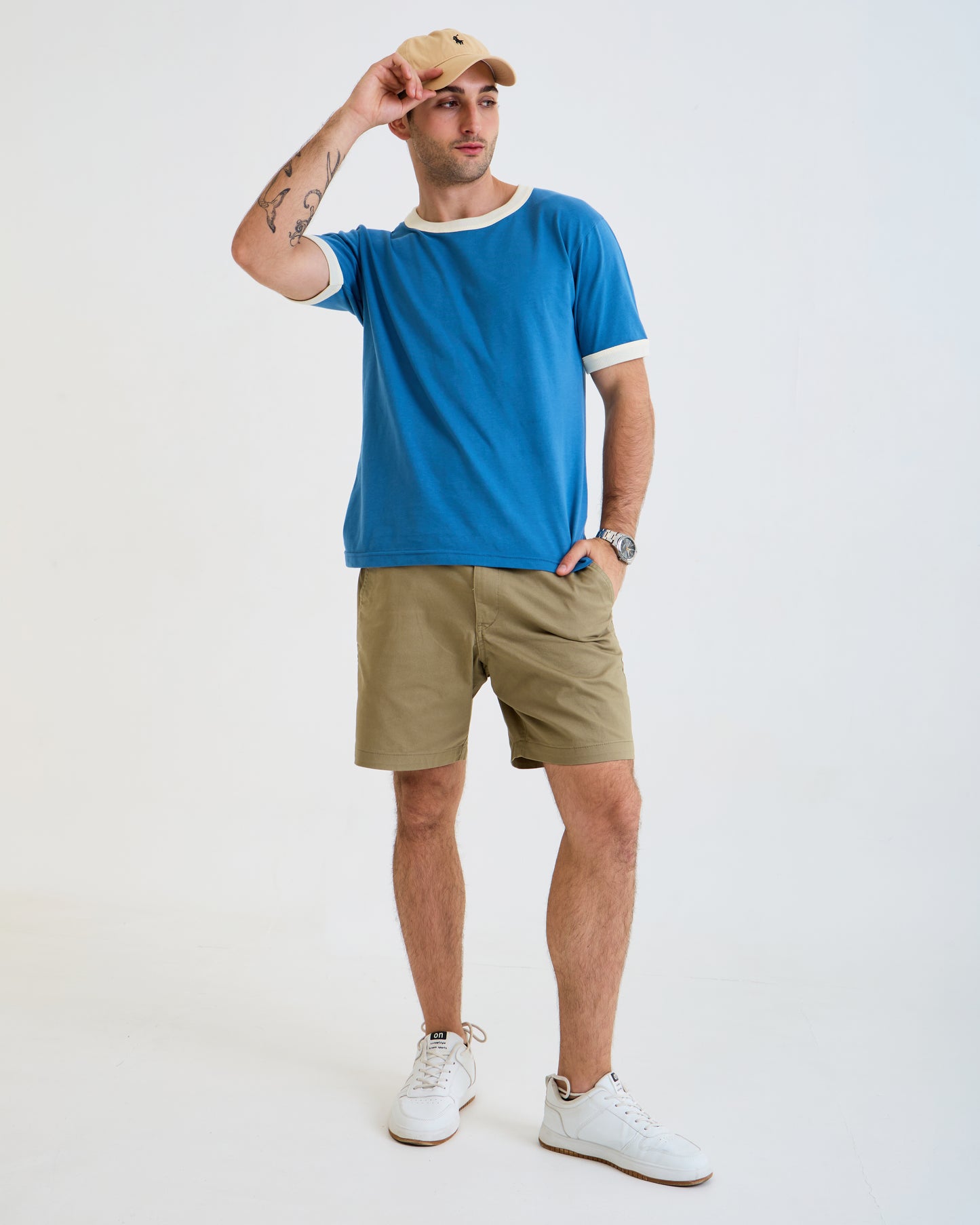 Vintage Unisex T-Shirt – Retro Ringer Style – Blue/White