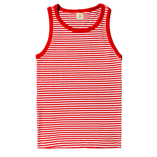 Vintage Unisex Tank Top – Retro White/Red Stripped Tank - Artree Design