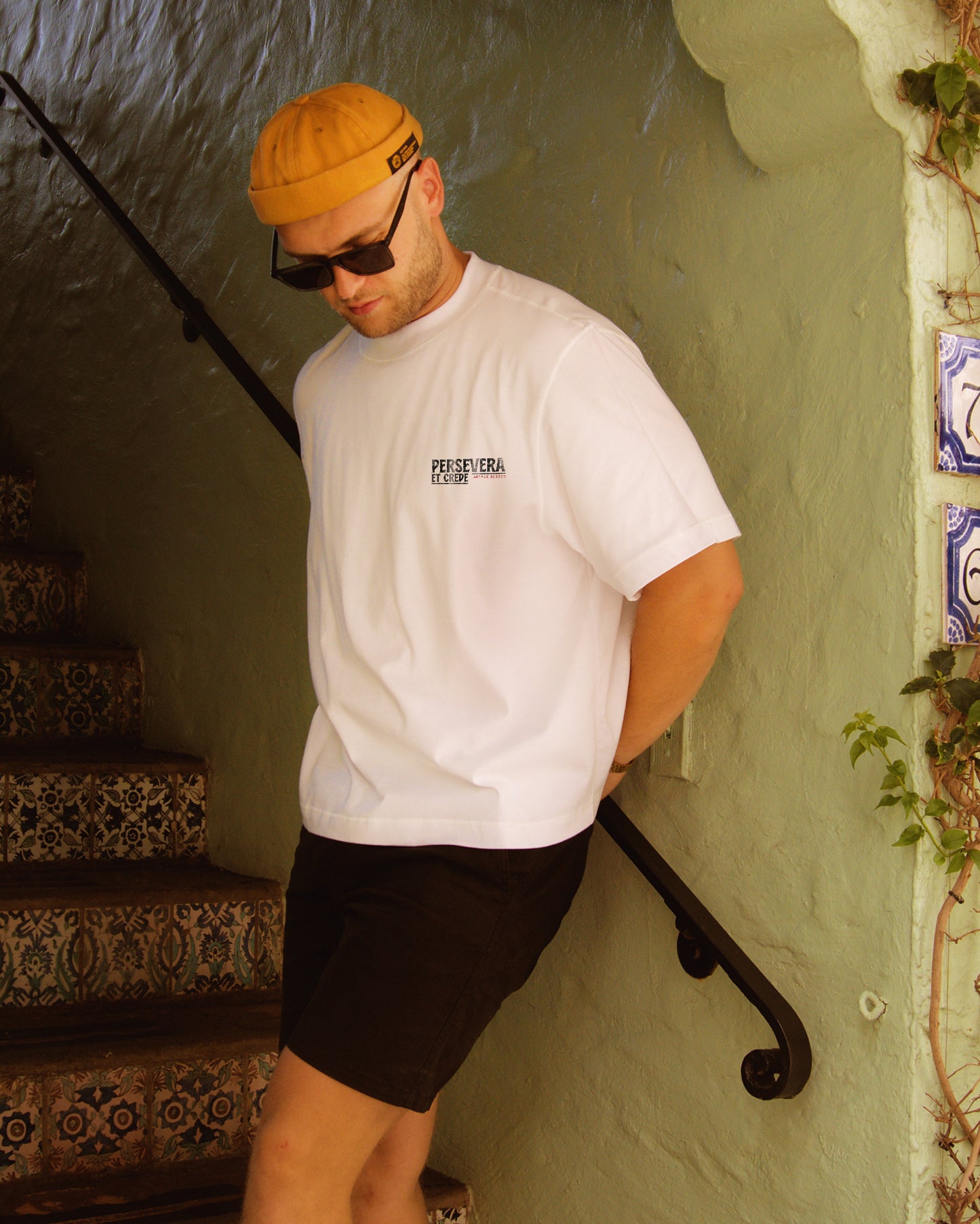 Vintage Oversized Cropped T-Shirt – Persevere And Believe White Tee – Boxy Fit