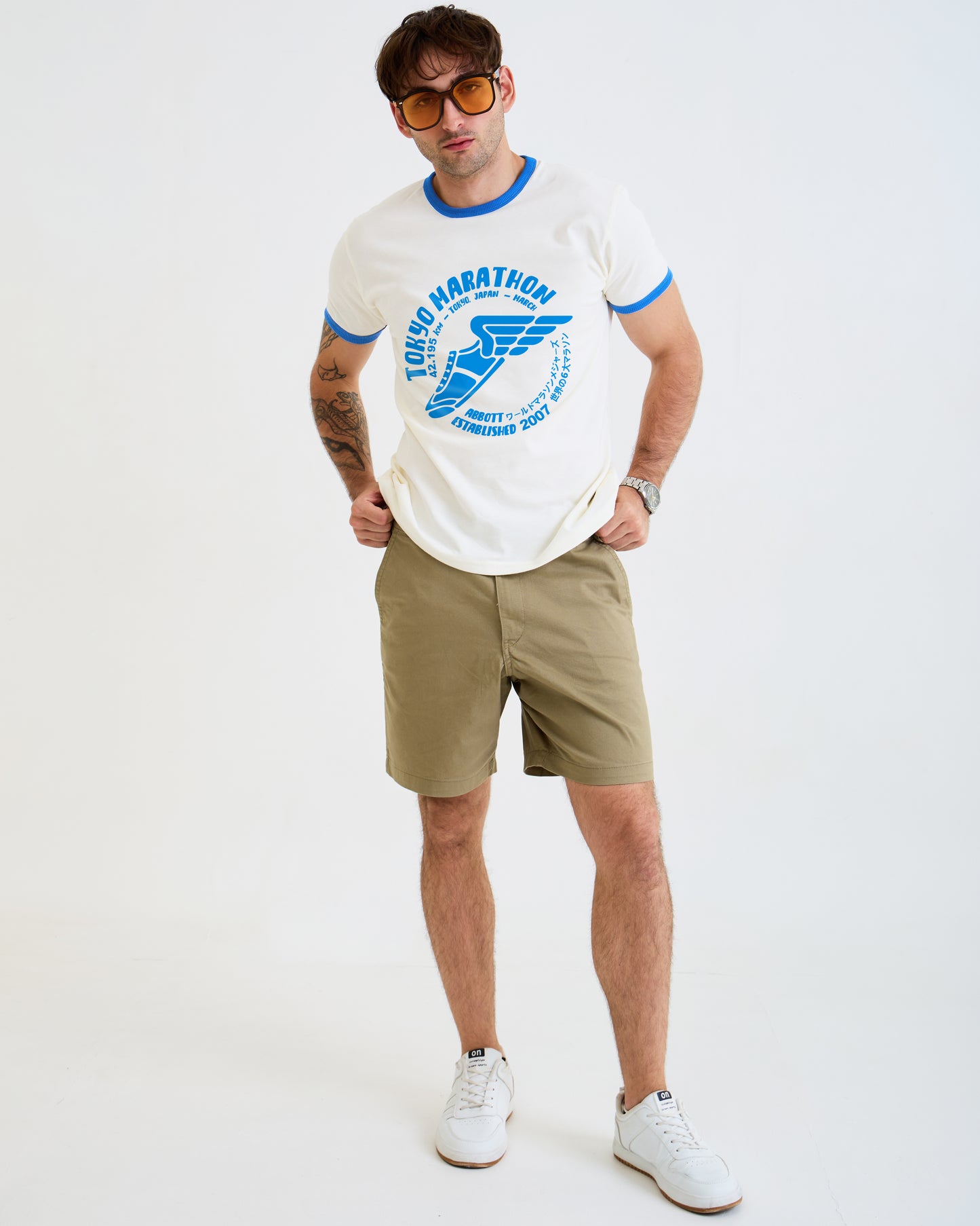 Vintage Unisex T-Shirt – Tokyo Running Marathon – Retro Ringer Style – Off-White