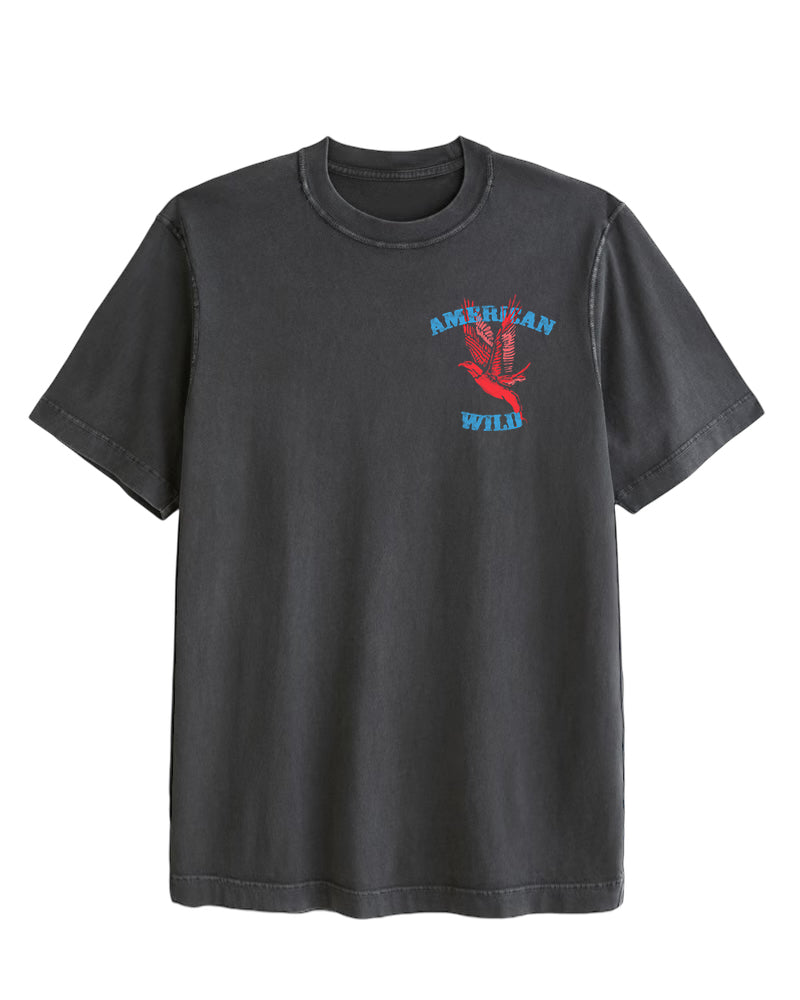 Vintage Oversized Cropped Unisex T-Shirt – Eagle Graphic – Black