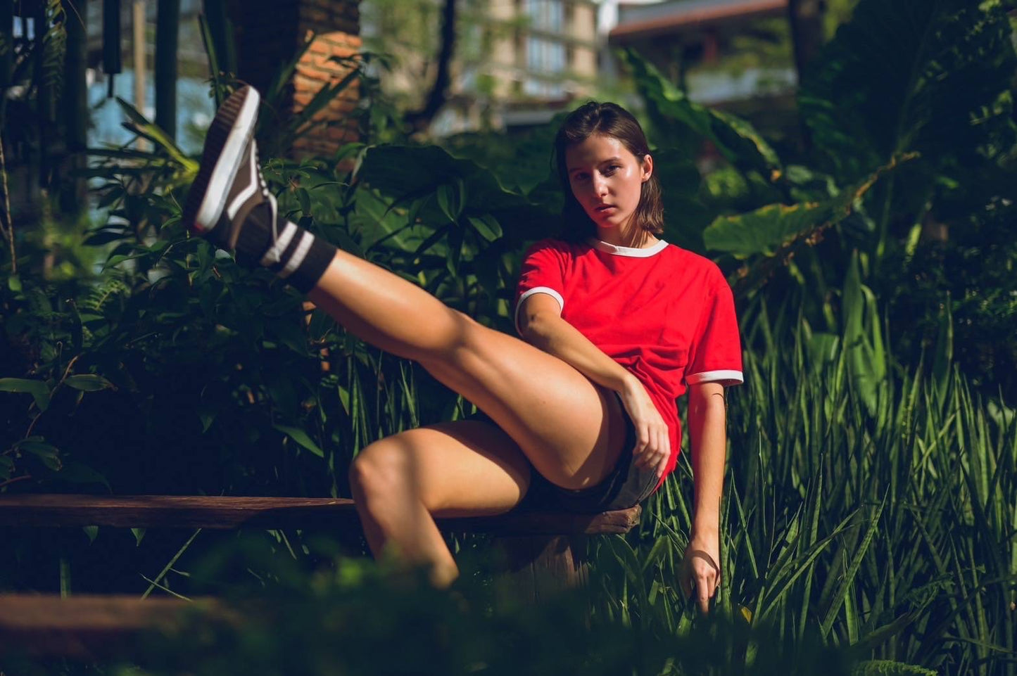 Vintage Unisex T-Shirt – Retro Ringer Style – Red/Off-White