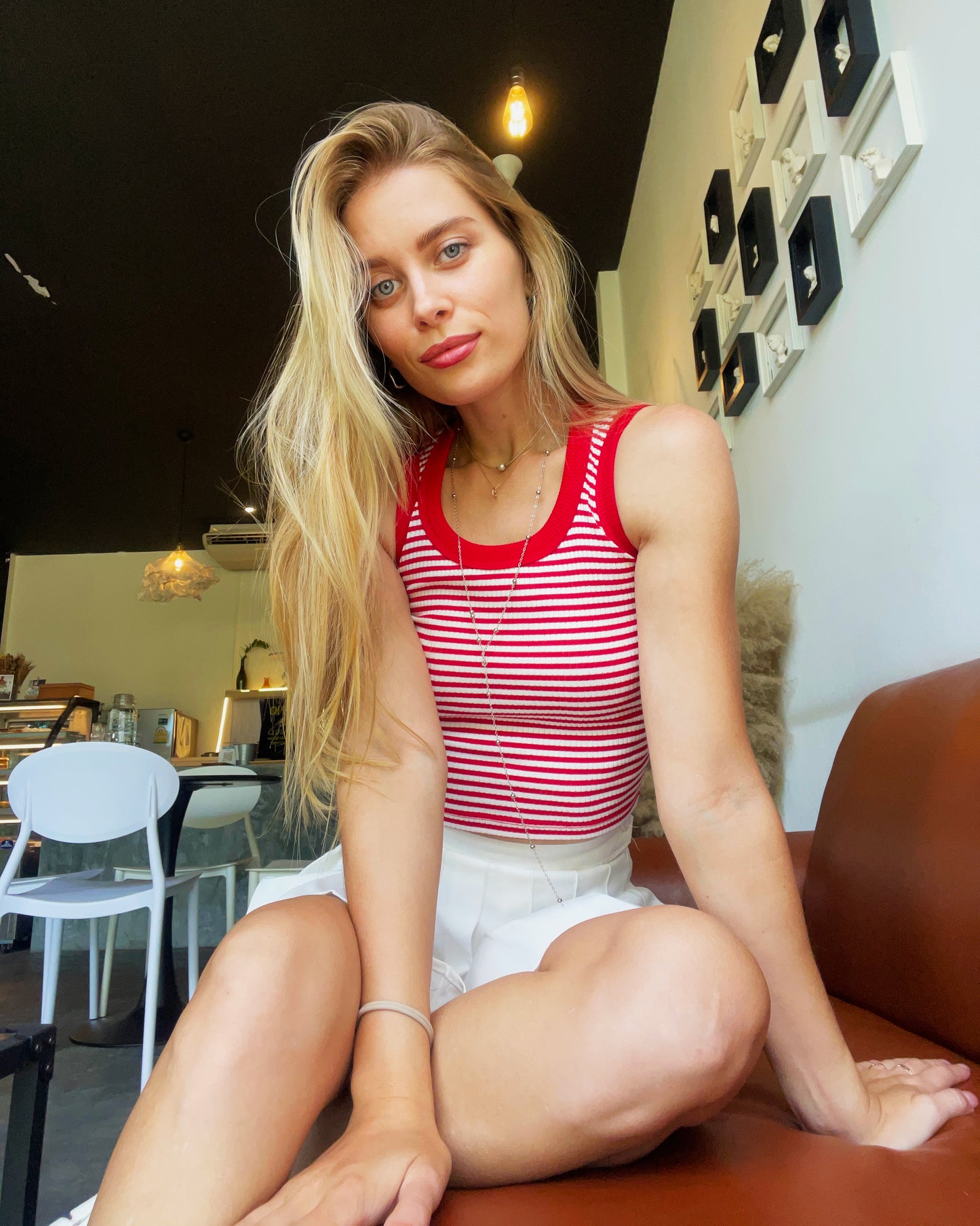 Vintage Women's Tank Top – Retro White/Red Stripped Tank - Artree Design