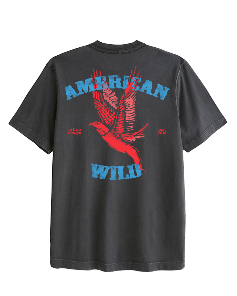 Vintage Oversized Cropped Unisex T-Shirt – Eagle Graphic – Black