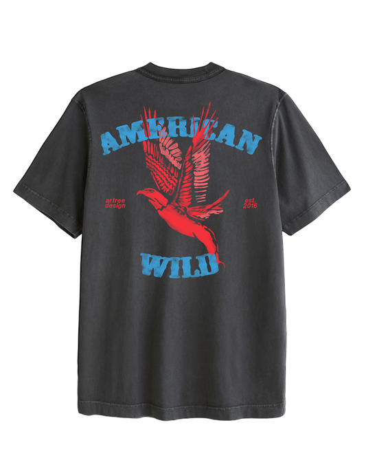 American Wild Vintage Oversized T-Shirt (Schwarz)