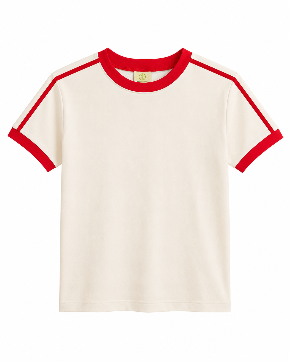 Vintage Women's Stripped T-Shirt – Retro Ringer Style – Off-White/Red