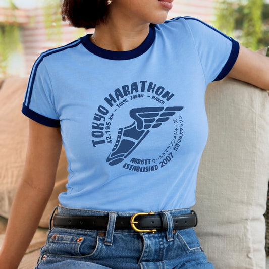 Vintage Women's T-Shirt – Retro Ringer Style – Marathon