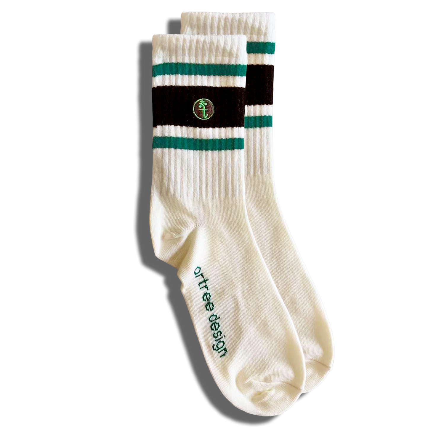 Vintage Athletic Crew Socks – Retro Stripe Logo – Unisex Cotton One Size