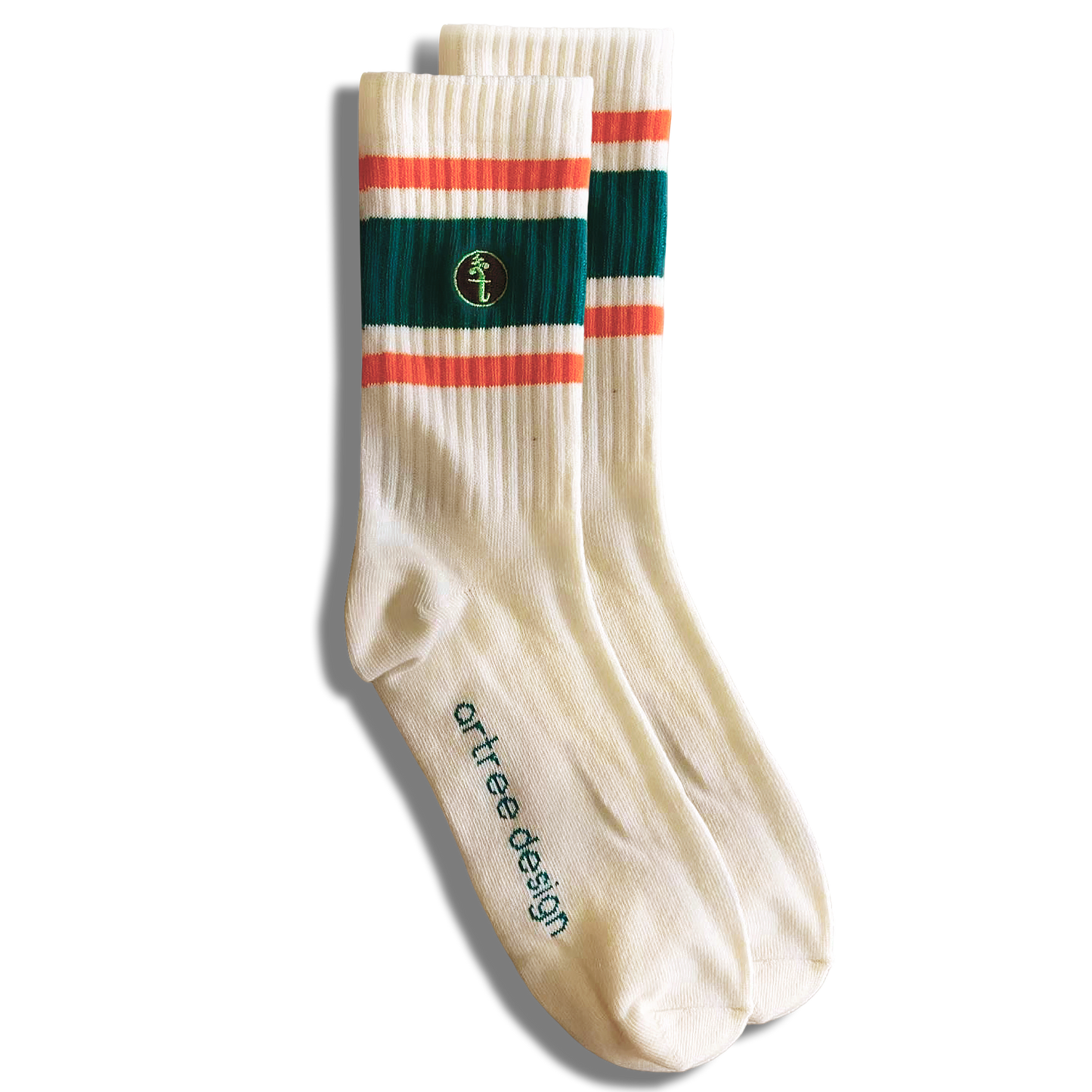Vintage Athletic Crew Socks – Retro Stripe Logo – Unisex Cotton One Size