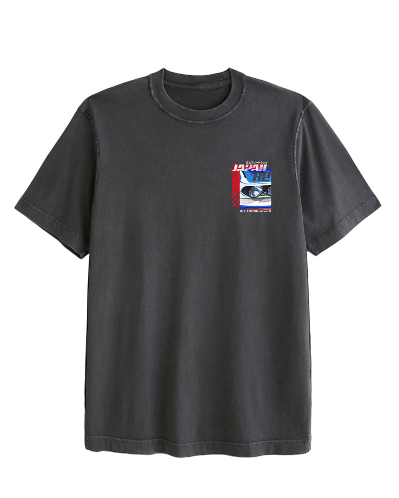 Vintage Oversized Cropped Unisex T-Shirt – Japan Racing Graphic – Black