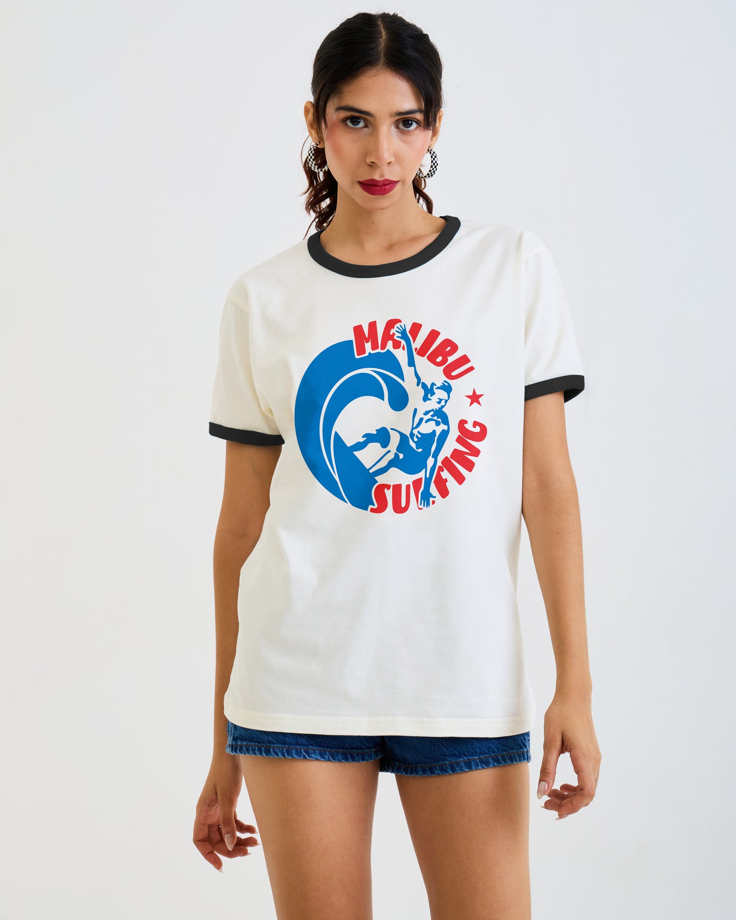 California Dreamin' Ringer T-Shirt Cremeweiß