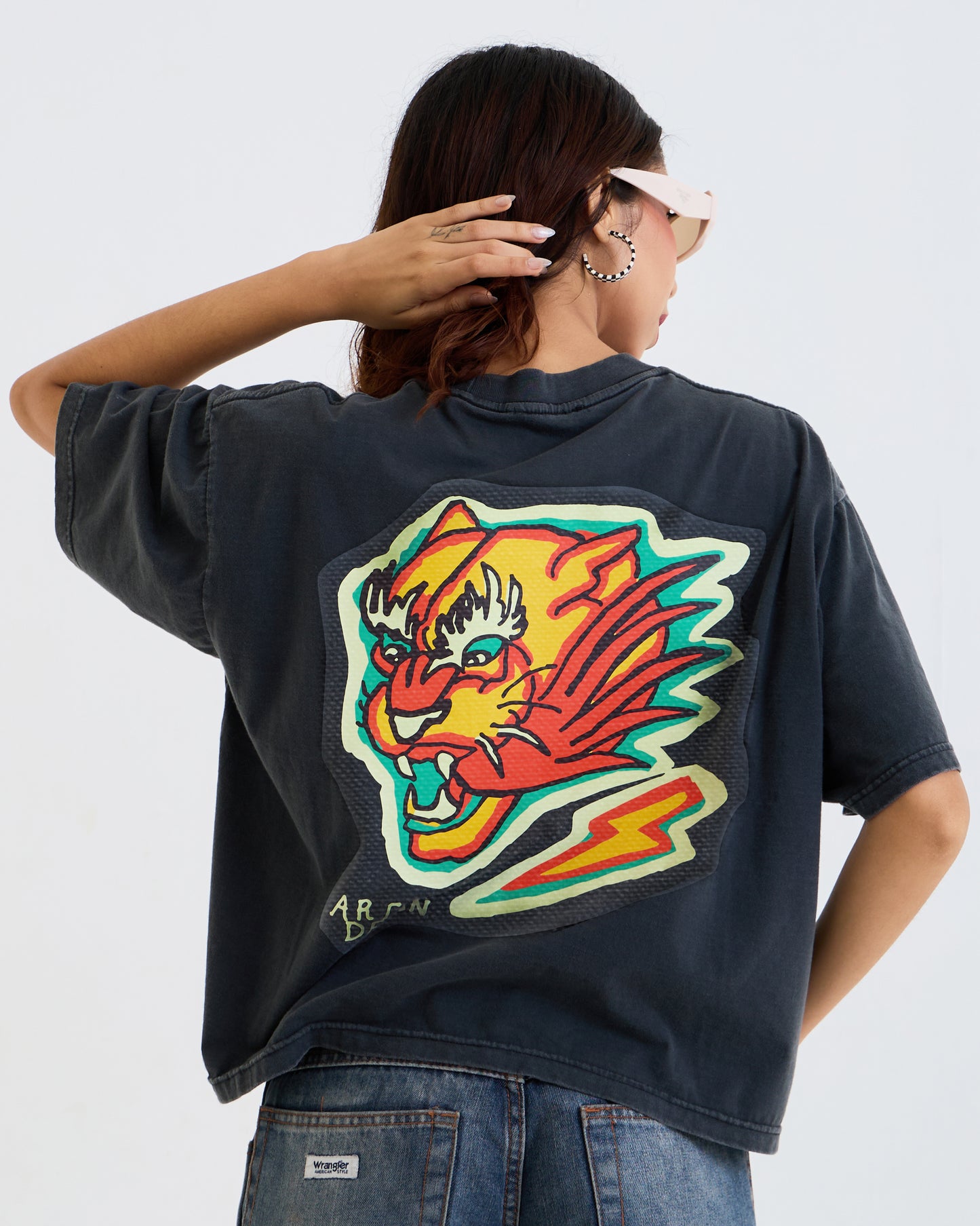 Vintage Oversized Cropped T-Shirt – Unisex Tiger Tee – Boxy Fit – Artree Design