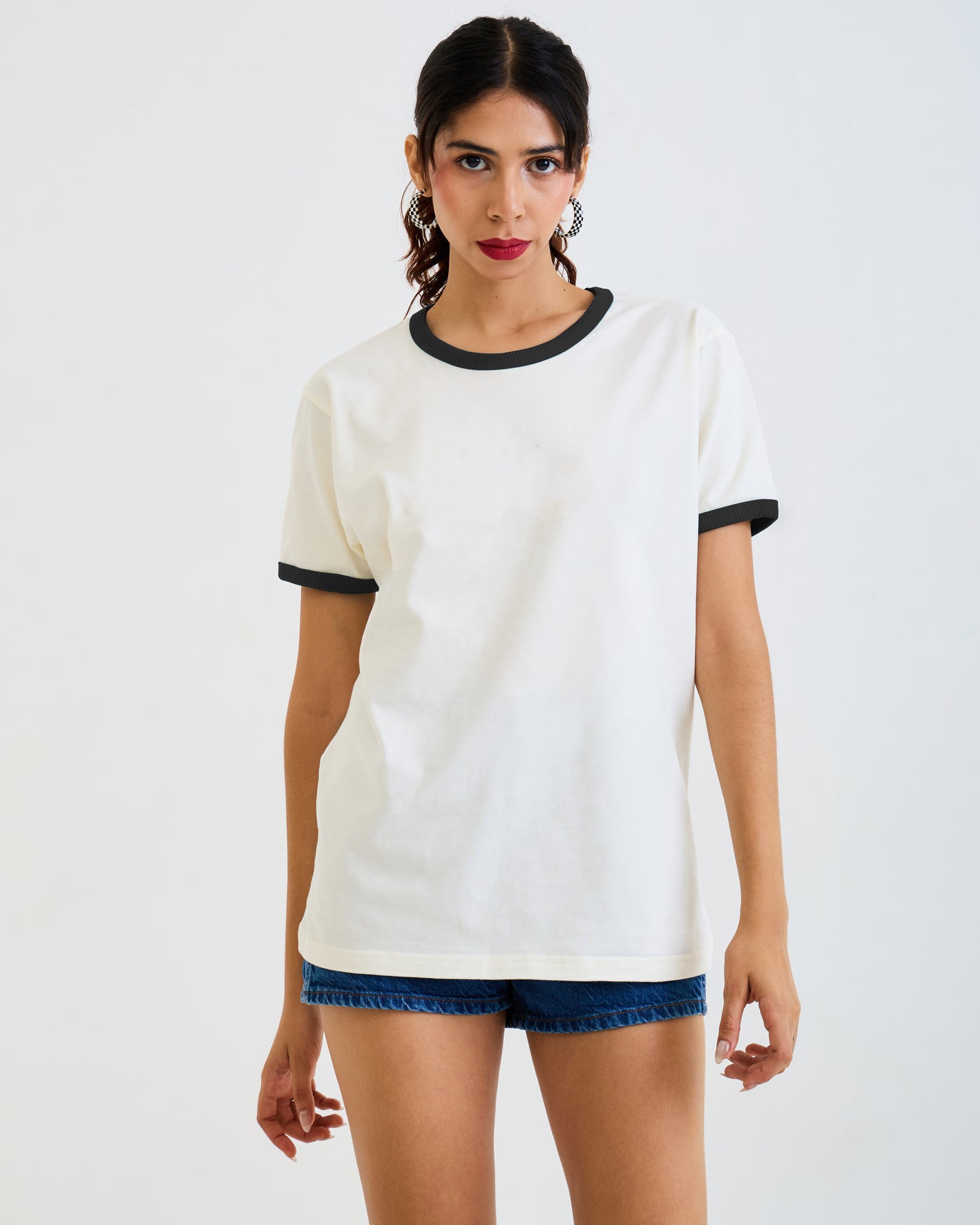 Vintage Unisex T-Shirt – Retro Ringer Style – White/Black