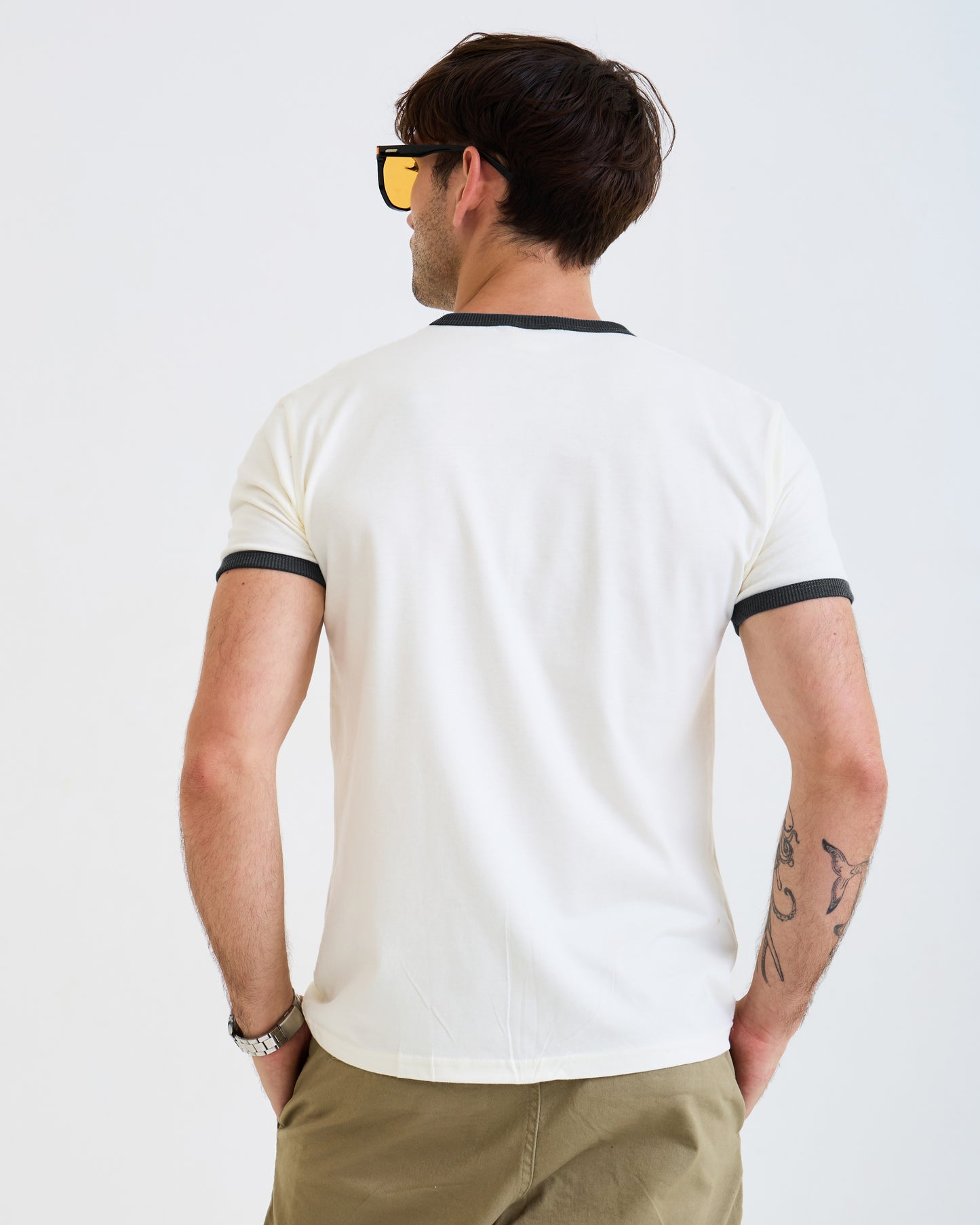 Vintage Unisex T-Shirt – Retro Ringer Style – White/Black