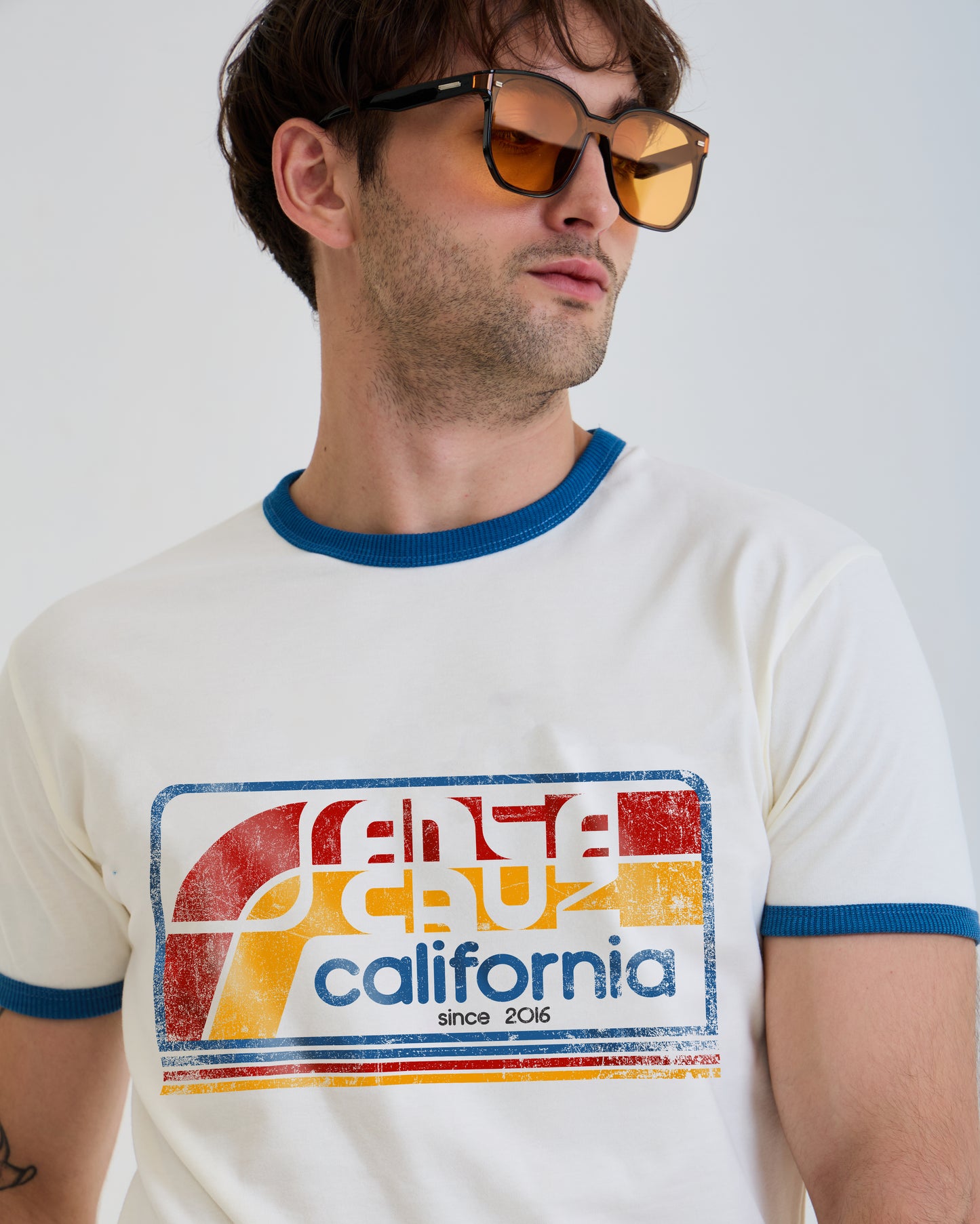 Santa Cruz California Ringer Neck Tee Off-White