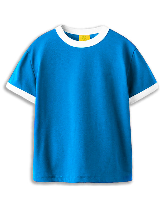 Vintage Unisex Oversized T-Shirt – Retro Ringer Style – Blue/White