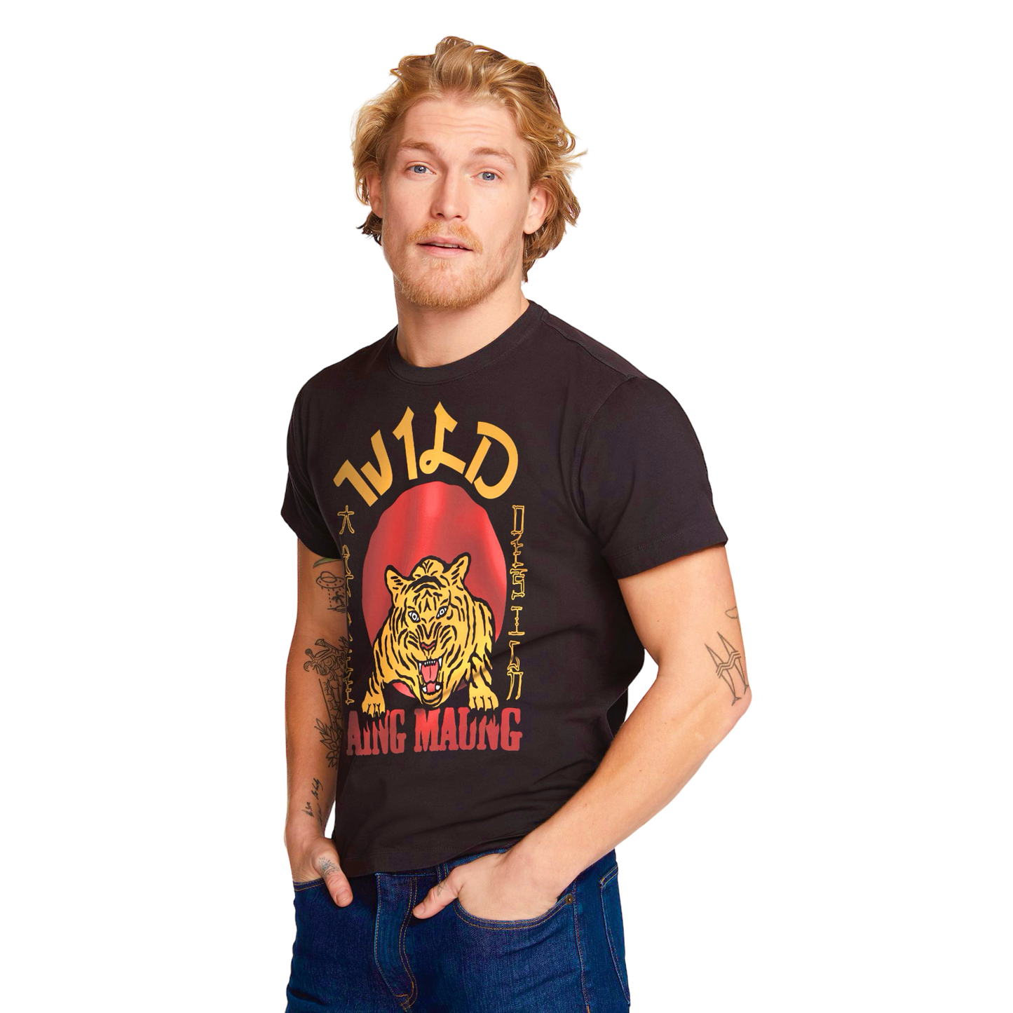 Vintage Unisex Cotton T-Shirt – Tiger Graphic – Black