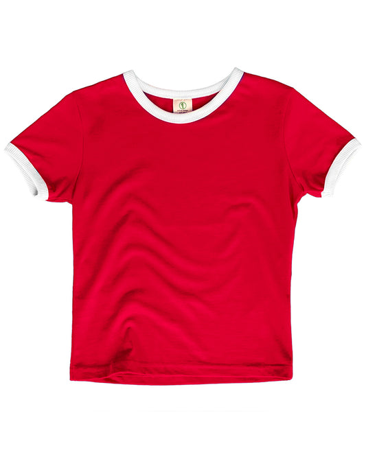 Vintage Women's T-Shirt – Retro Ringer Style – Red/White