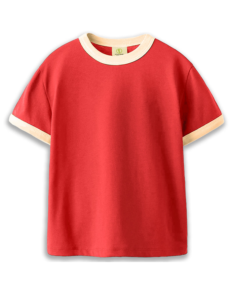 Vintage Unisex T-Shirt – Retro Ringer Style – Red/Off-White