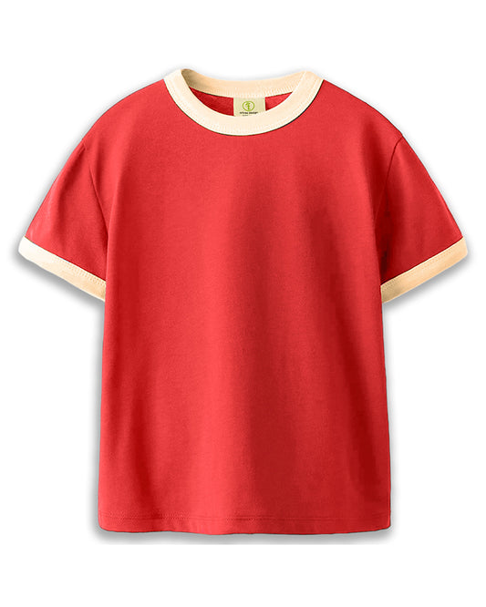 Vintage Unisex T-Shirt – Retro Ringer Style – Red/Off-White