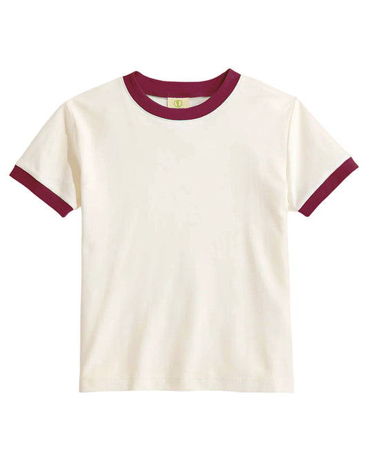Vintage Women's T-Shirt – Retro Ringer Style – Off-White/Red