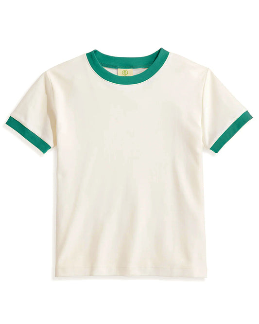 Vintage Women's T-Shirt – Retro Ringer Style – Off-White/Green