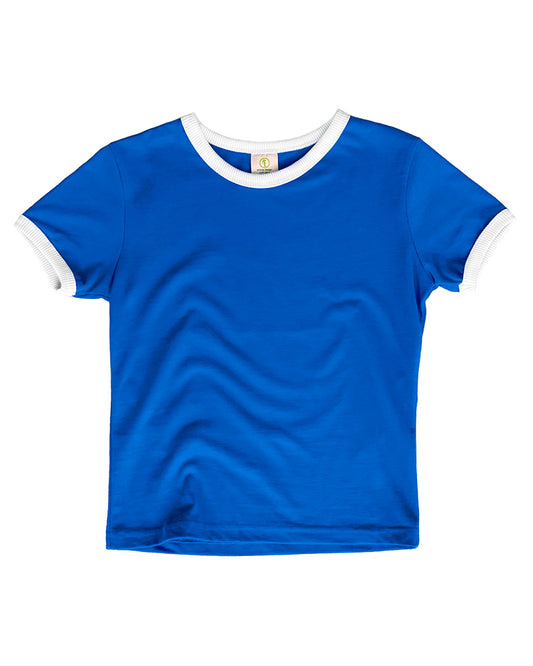 Vintage Women's T-Shirt – Retro Ringer Style – Blue/White