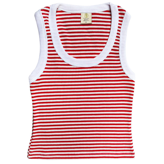 Vintage Women's Tank Top – Retro White/Red Stripped Tank - Artree Design