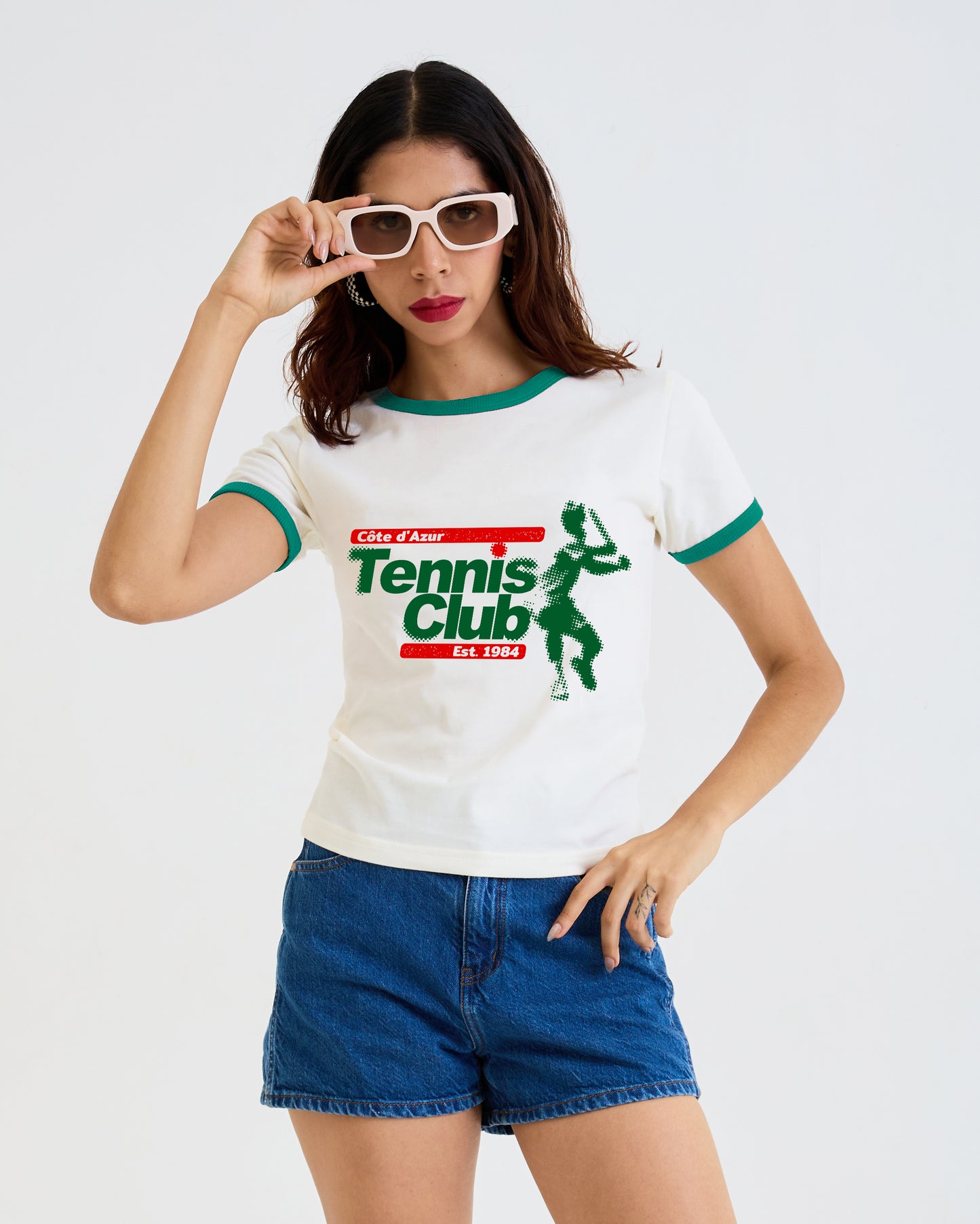 Vintage Women's T-Shirt – Tennis Club Graphic – Retro Ringer Style