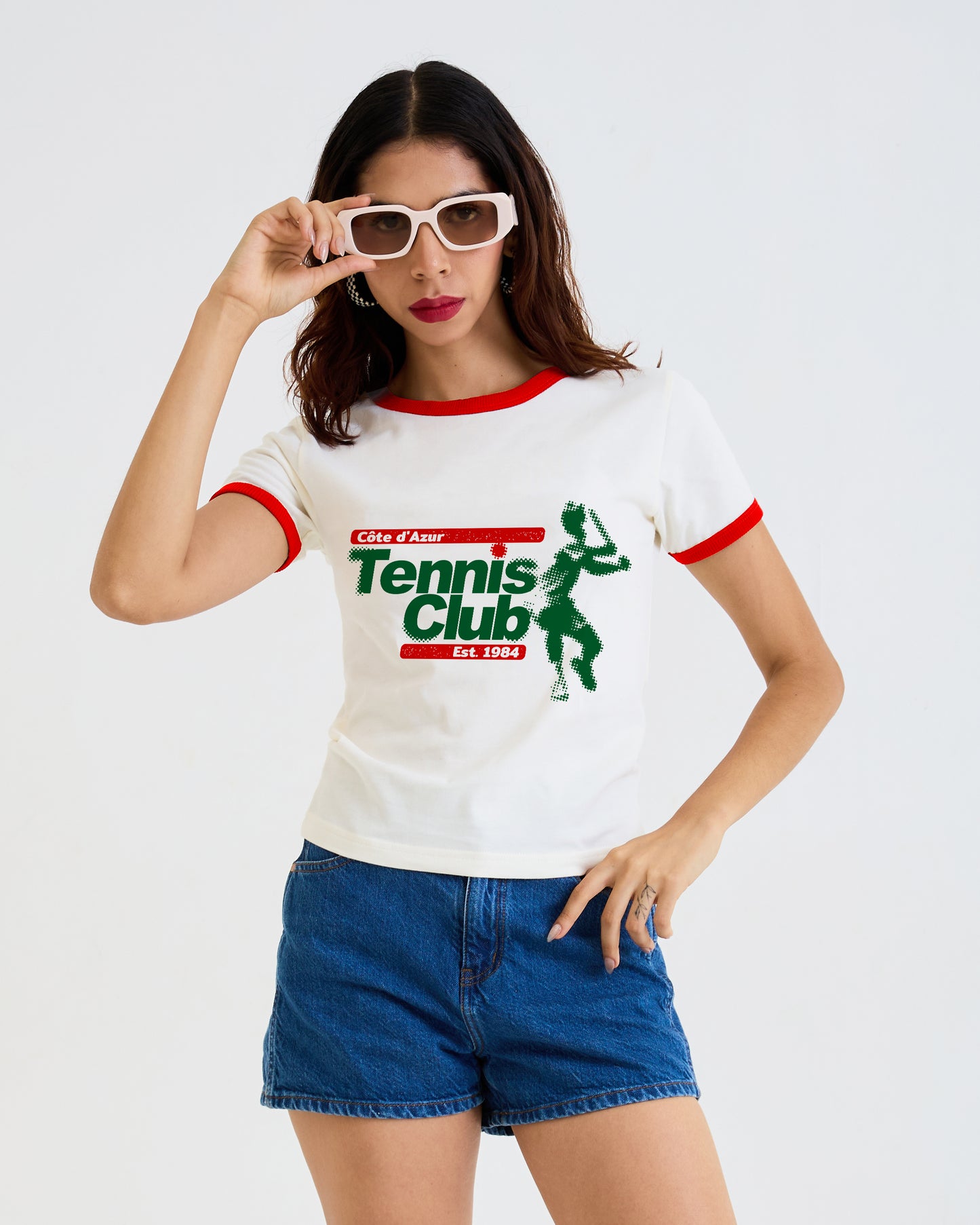 Vintage Women's T-Shirt – Tennis Club Graphic – Retro Ringer Style