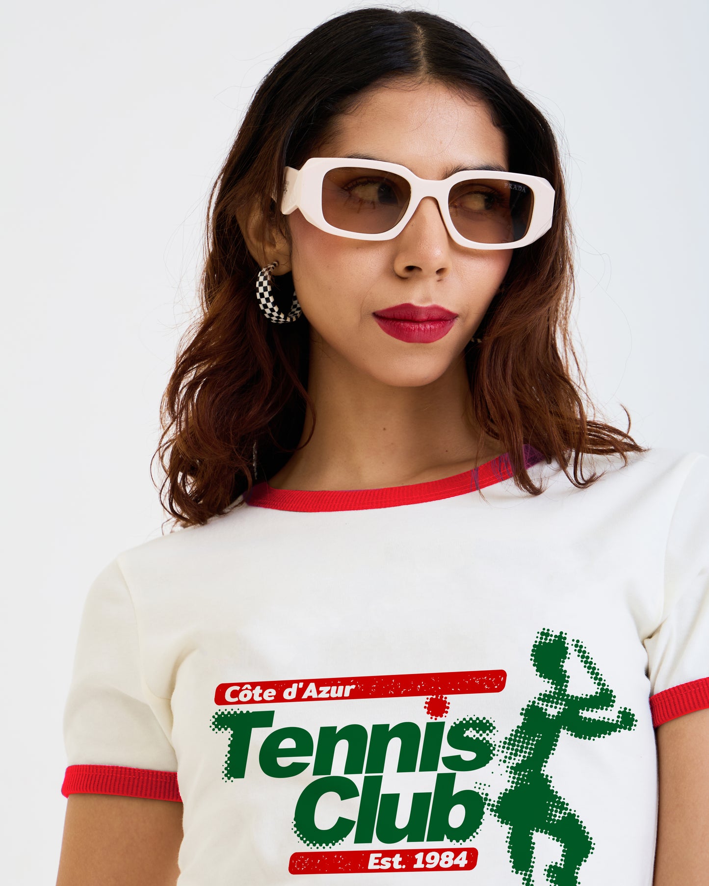 Vintage Women's T-Shirt – Tennis Club Graphic – Retro Ringer Style