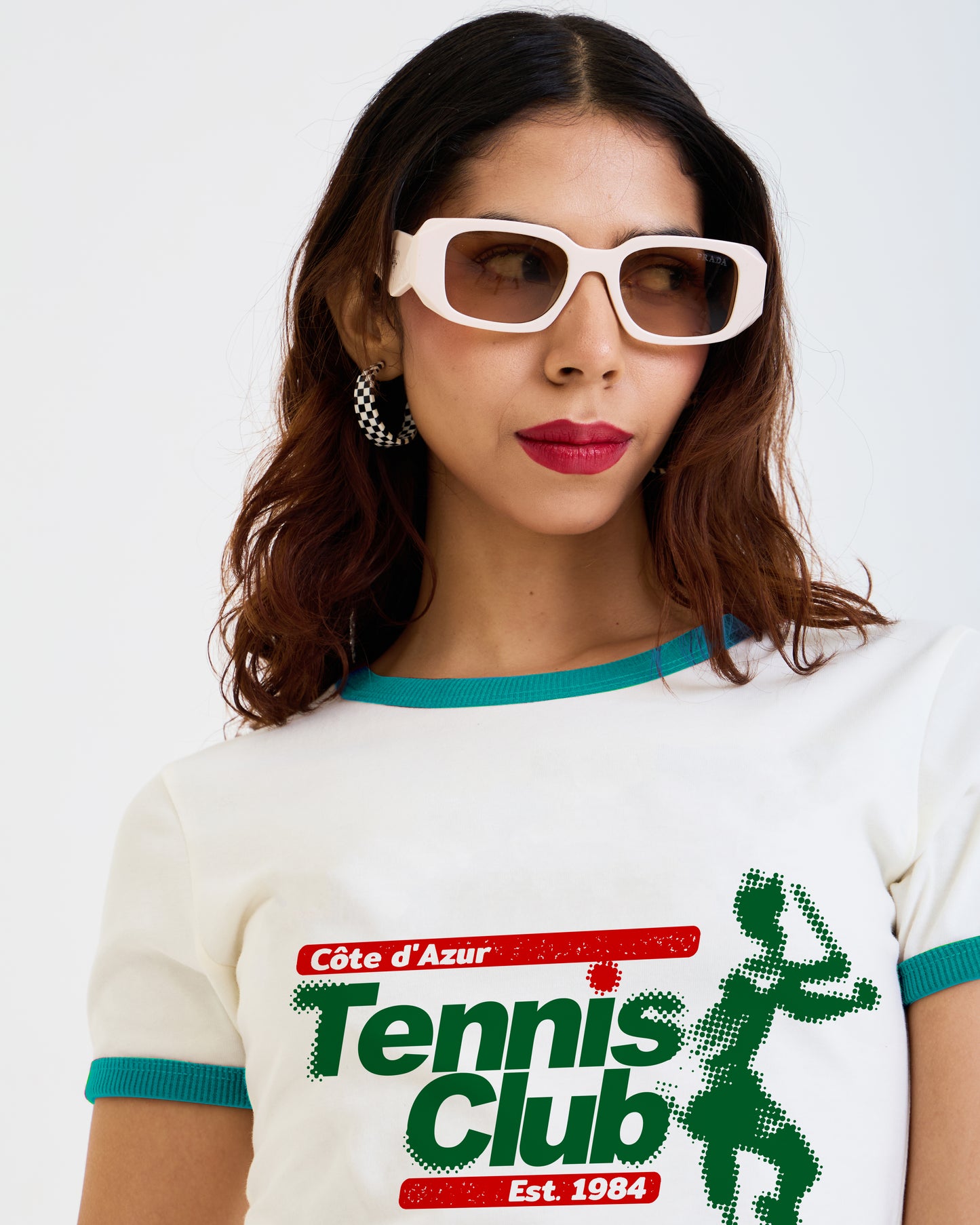 Vintage Women's T-Shirt – Tennis Club Graphic – Retro Ringer Style