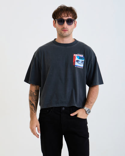 Unisex Cropped Oversized T Shirt Japan '82 (Black)