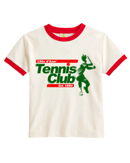 Vintage Women's T-Shirt – Tennis Club Graphic – Retro Ringer Style