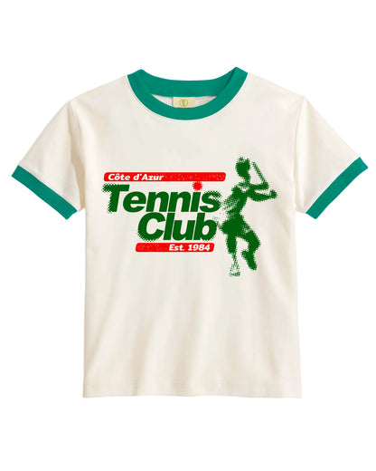 Vintage Women's T-Shirt – Tennis Club Graphic – Retro Ringer Style
