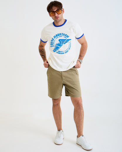 Vintage Unisex T-Shirt – Tokyo Running Marathon – Retro Ringer Style – Off-White