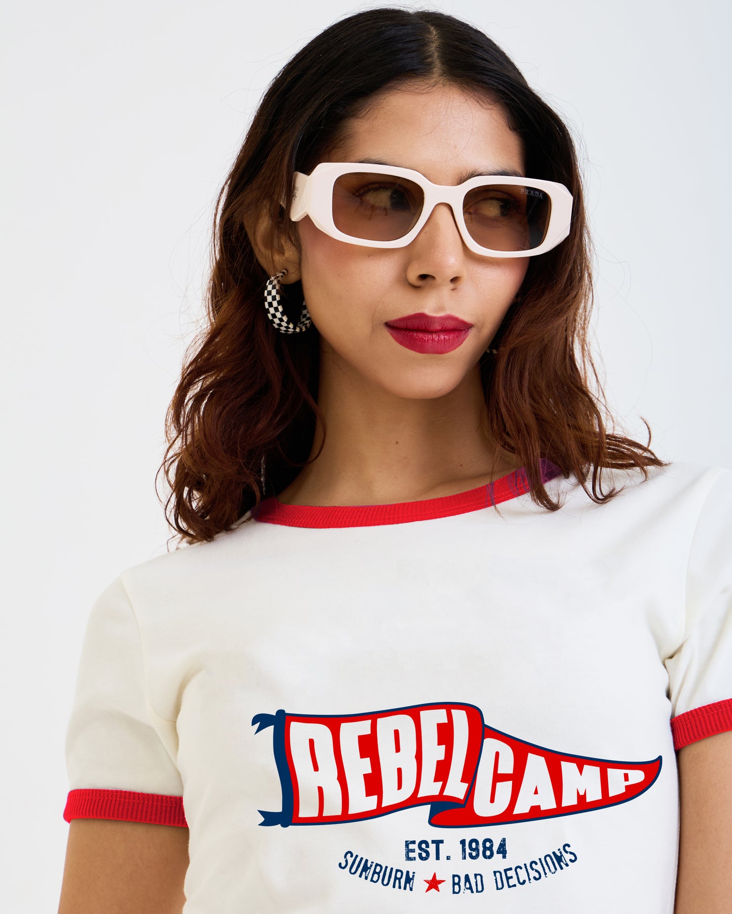 T-Shirt mit Hipster-Print und Katzen-Motiv