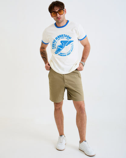 Vintage Unisex T-Shirt – Tokyo Running Marathon – Retro Ringer Style – Off-White