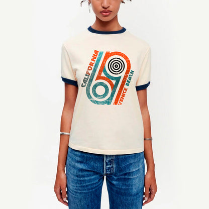 69 Venice Beach Ringer Tee Off-White