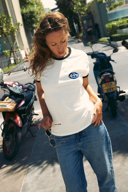 California Dreamin' Ringer T-Shirt Cremeweiß