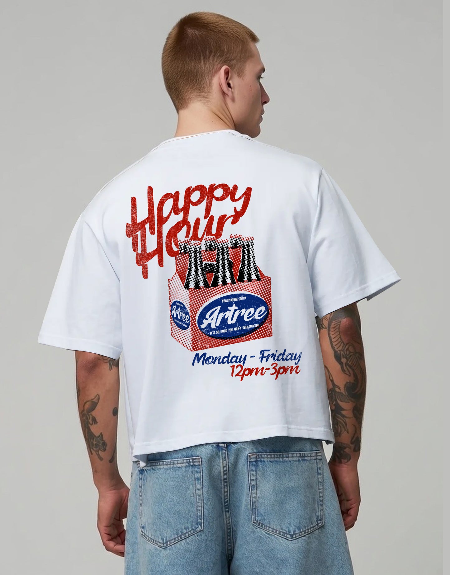 Happy Hour Beer Cropped Tee – Retro Vintage Graphic T-Shirt