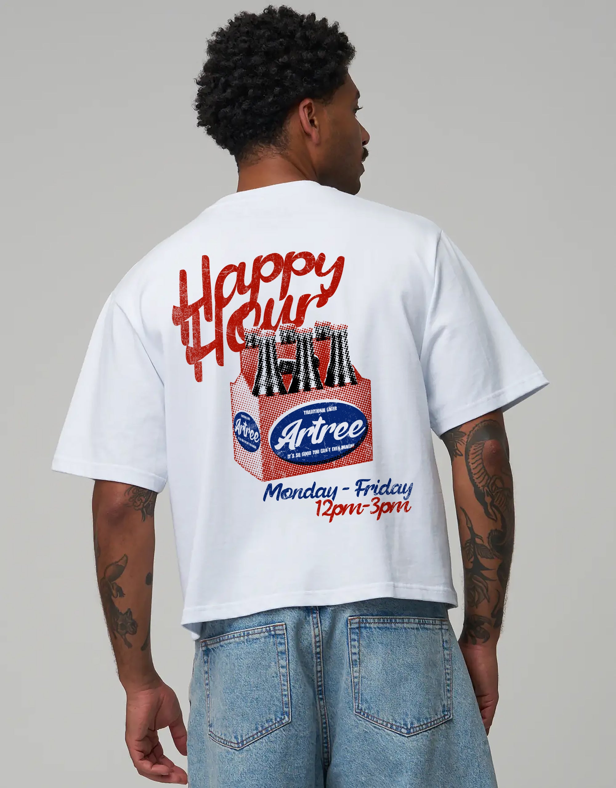 Happy Hour Beer Cropped Tee – Retro Vintage Graphic T-Shirt