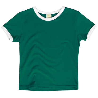 Vintage Women's T-Shirt – Retro Ringer Style – Forest/White