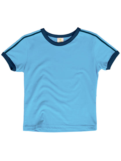 Vintage Women's T-Shirt – Retro Ringer Style – Blue/White
