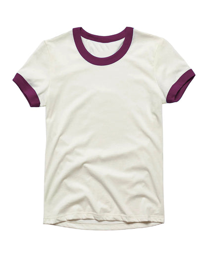 Vintage Unisex T-Shirt – Retro Ringer Style – Off-White/Burgundy
