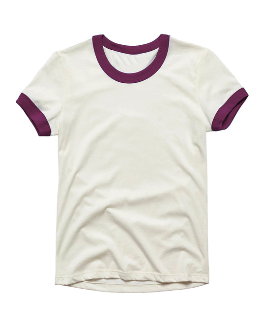 Vintage Unisex T-Shirt – Retro Ringer Style – Off-White/Burgundy