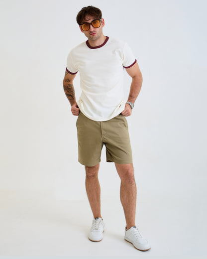Vintage Unisex T-Shirt – Retro Ringer Style – Off-White/Burgundy