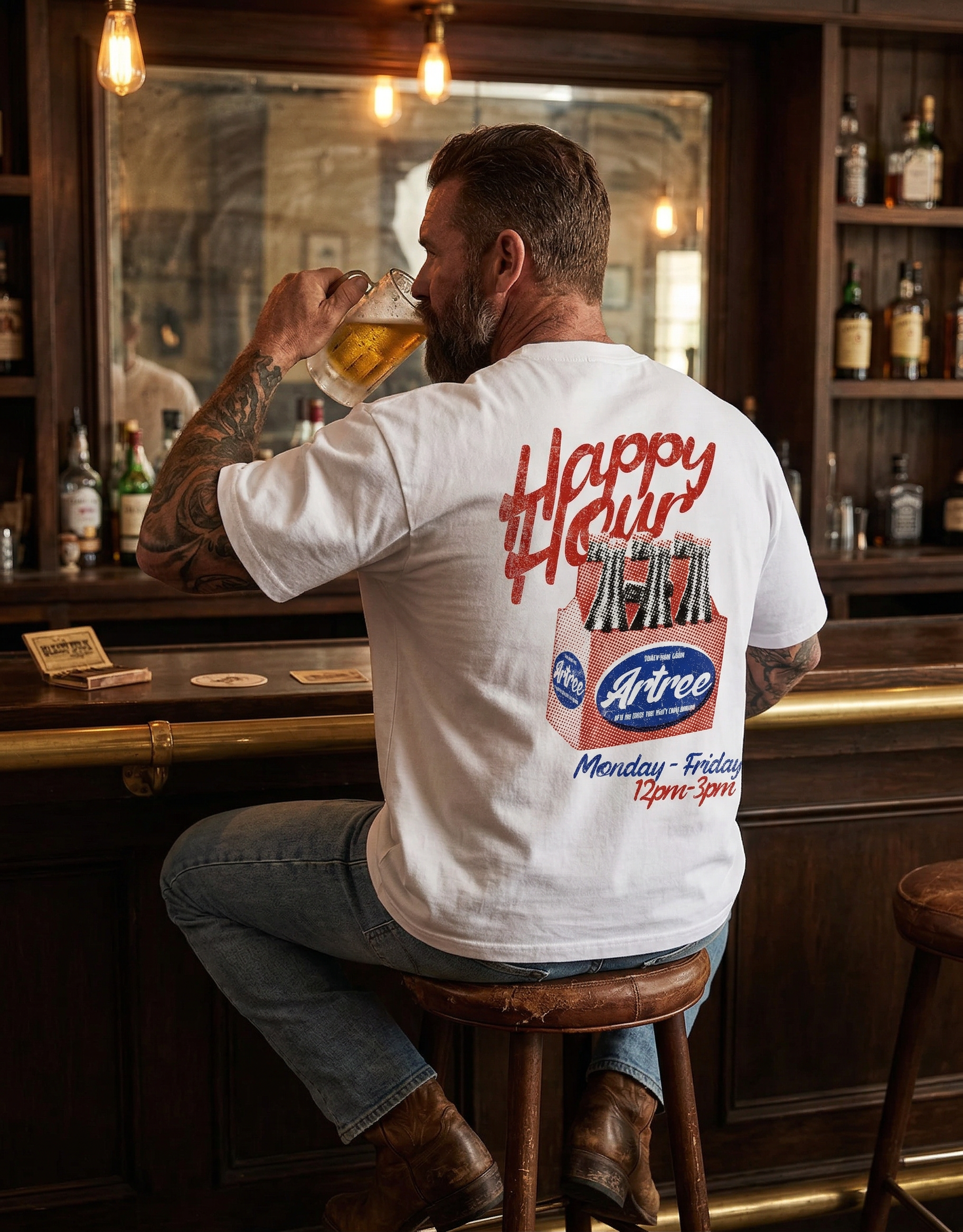 Happy Hour Beer Cropped Tee – Retro Vintage Graphic T-Shirt