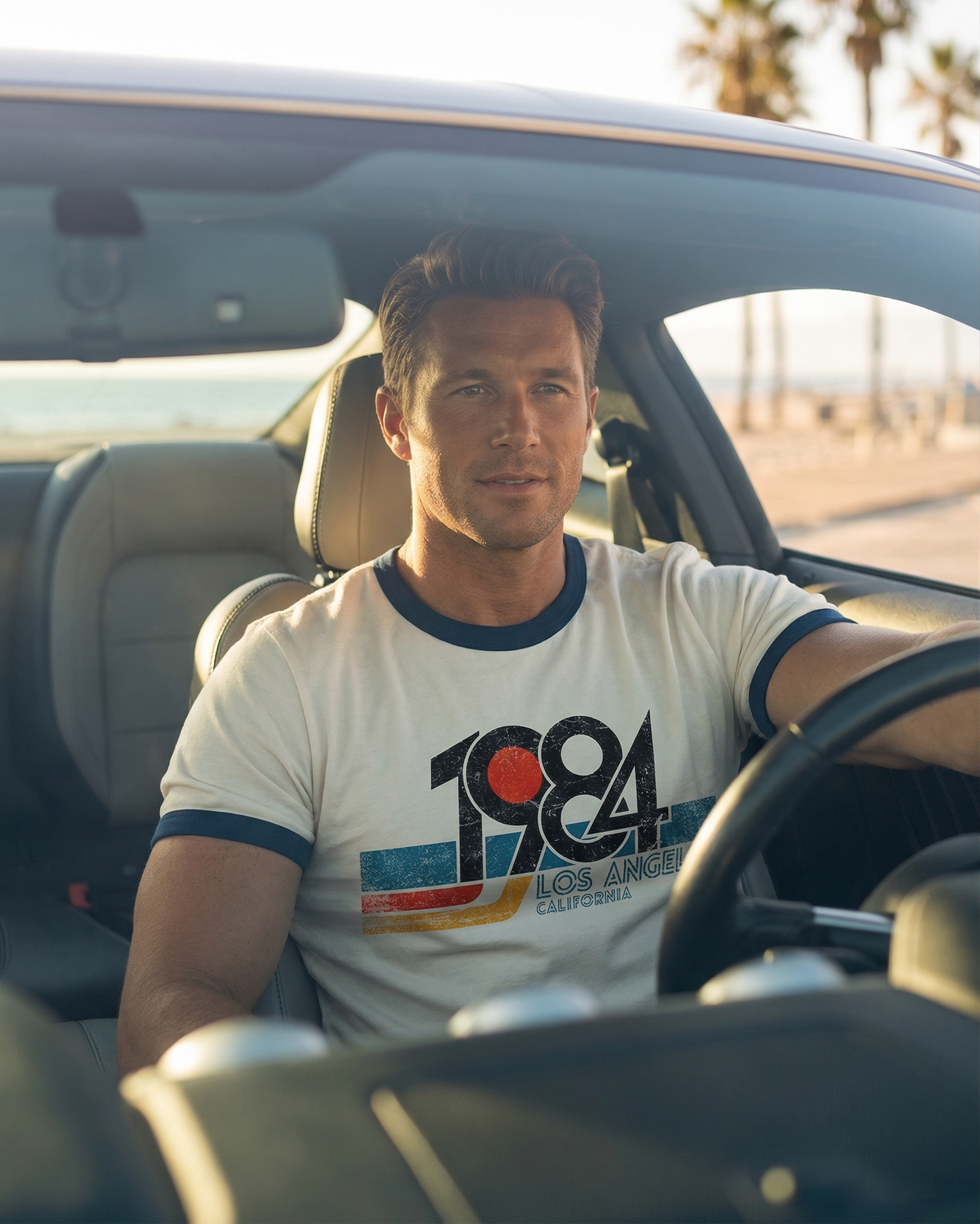 Vintage Unisex T-Shirt – 1984 Los Angeles California Graphic – Retro Ringer Style